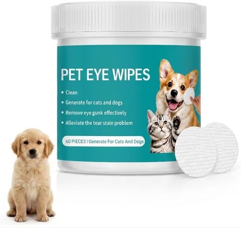 60 Count Eyes Wipes for Dogs & Cats, Tear Stain Remover Pads for Dogs & Cats, Gentle Eye Cleaning Wipes for Pets, Daily Care Pets Eyes in Saudi Arabia