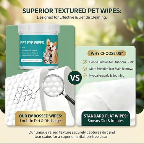 60 Count Eyes Wipes for Dogs & Cats, Tear Stain Remover Pads for Dogs & Cats, Gentle Eye Cleaning Wipes for Pets, Daily Care Pets Eyes in Saudi Arabia
