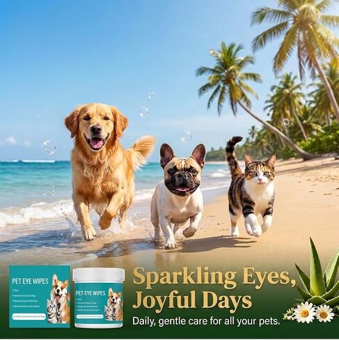 60 Count Eyes Wipes for Dogs & Cats, Tear Stain Remover Pads for Dogs & Cats, Gentle Eye Cleaning Wipes for Pets, Daily Care Pets Eyes in Saudi Arabia