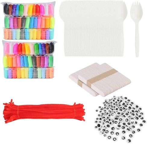 100 Pcs Fork Creativity Set-Arts & Crafts Supplies with Plastic Forks & Clay, Creative DIY Craft Kit to Enhance Hands-On Ability, Make Your Own Forky & Unique Crafts,Large Quantity Value Pack in Saudi Arabia