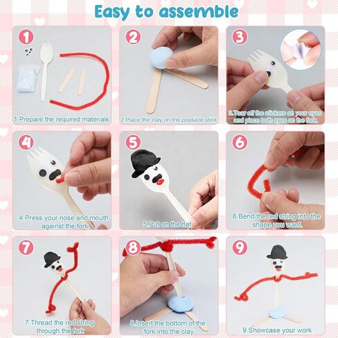100 Pcs Fork Creativity Set-Arts & Crafts Supplies with Plastic Forks & Clay, Creative DIY Craft Kit to Enhance Hands-On Ability, Make Your Own Forky & Unique Crafts,Large Quantity Value Pack in Saudi Arabia
