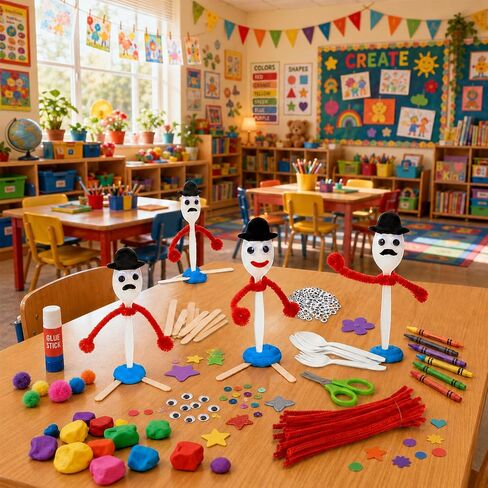 100 Pcs Fork Creativity Set-Arts & Crafts Supplies with Plastic Forks & Clay, Creative DIY Craft Kit to Enhance Hands-On Ability, Make Your Own Forky & Unique Crafts,Large Quantity Value Pack in Saudi Arabia