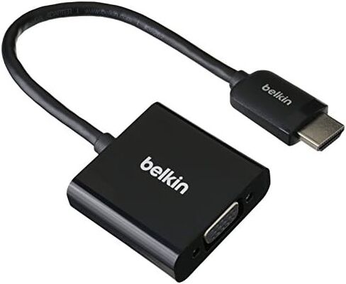محول Belkin HDMI إلى VGA مع مقبس صوت 3.5 ملم للأجهزة المحمولة ومحول HDMI إلى VGA مع طاقة Micro-USB ودعم الصوت، متوافق مع Apple TV 4K ومعظم أجهزة التلفاز in Kuwait