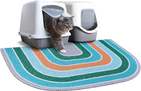 Unicorn Catcher Cat Litter Mat Quality Litter Box Mat Large Non-Slip Cat Litter Mat Litter Trapping Mat Soft Kitty Litter Mat Compatible Two Litter Boxes Cat Products Easy to Clean,Green,M in Kuwait