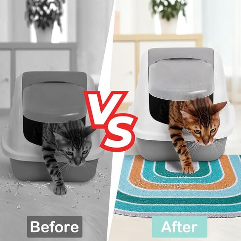 Unicorn Catcher Cat Litter Mat Quality Litter Box Mat Large Non-Slip Cat Litter Mat Litter Trapping Mat Soft Kitty Litter Mat Compatible Two Litter Boxes Cat Products Easy to Clean,Green,M in Kuwait