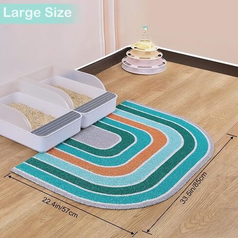 Unicorn Catcher Cat Litter Mat Quality Litter Box Mat Large Non-Slip Cat Litter Mat Litter Trapping Mat Soft Kitty Litter Mat Compatible Two Litter Boxes Cat Products Easy to Clean,Green,M in Kuwait