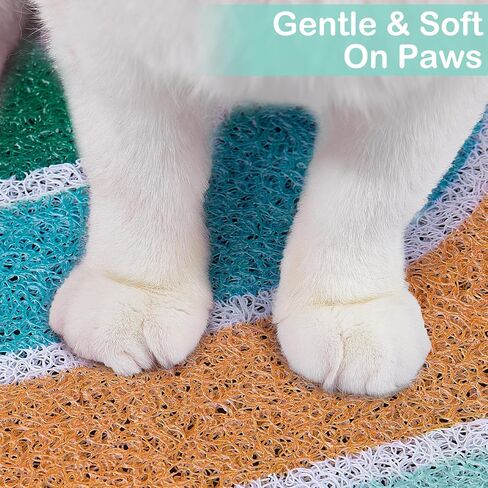 Unicorn Catcher Cat Litter Mat Quality Litter Box Mat Large Non-Slip Cat Litter Mat Litter Trapping Mat Soft Kitty Litter Mat Compatible Two Litter Boxes Cat Products Easy to Clean,Green,M in Kuwait