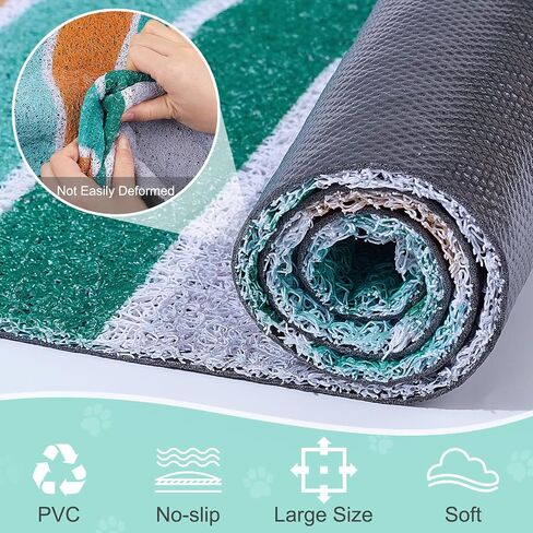 Unicorn Catcher Cat Litter Mat Quality Litter Box Mat Large Non-Slip Cat Litter Mat Litter Trapping Mat Soft Kitty Litter Mat Compatible Two Litter Boxes Cat Products Easy to Clean,Green,M in Kuwait