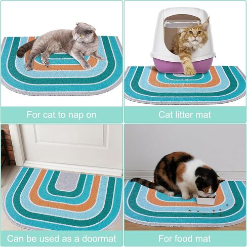 Unicorn Catcher Cat Litter Mat Quality Litter Box Mat Large Non-Slip Cat Litter Mat Litter Trapping Mat Soft Kitty Litter Mat Compatible Two Litter Boxes Cat Products Easy to Clean,Green,M in Kuwait
