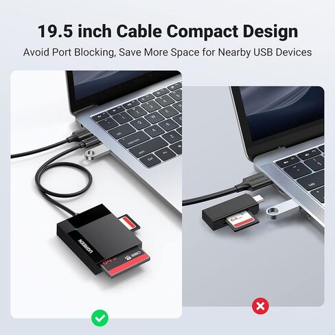 يوجرين قارئ بطاقة SD USB C 4 في 1 محول بطاقة ذاكرة SD خارجي Micro SD MS CF قارئ بطاقة فلاش مدمج لكاميرا ماك والكمبيوتر واللابتوب in Kuwait