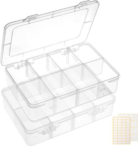 QUEFE Bead Organizer Box 2 Pack 8 Grid Plastic Tackle Box Storage Dividers in Saudi Arabia