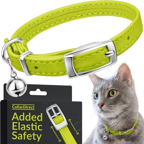 Soft Leather Cat Collar with Safety Elastic Strap in Saudi Arabia