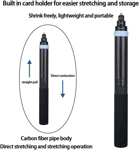 3m Carbon Fiber Extendable Floating Pole Selfie Stick Invisible Carbon Fiber Selfie Stick for Insta360 ONE X3 X2 ONE RS ONE R ONE X Accessories for GoPro Panoramic Camera Insta 360(Blue) in Kuwait