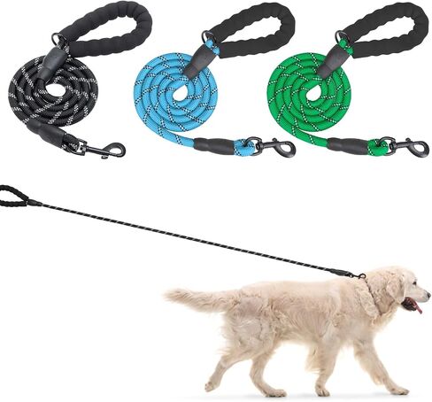 BEAUTYZOO Heavy Duty Rope Dog Leash 3 Pack, 6FT Nylon Pet Leash with Reflective Thread, Soft Padded Handle Thick Lead Strong Dog Leashes for Large Medium Dogs Small Puppy Training 6'*1/2 inch in Saudi Arabia