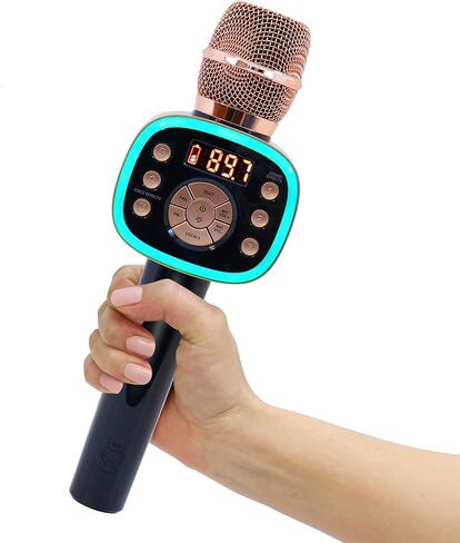 Carpool Karaoke Machine for Kids & Adults, Carpool Karaoke The Mic 2.0 - Wireless & Bluetooth Karaoke Microphone with Voice Changing Sound Effects as White Elephant Gift - Rose Gold in Saudi Arabia
