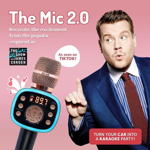 Carpool Karaoke Machine for Kids & Adults, Carpool Karaoke The Mic 2.0 - Wireless & Bluetooth Karaoke Microphone with Voice Changing Sound Effects as White Elephant Gift - Rose Gold in Saudi Arabia