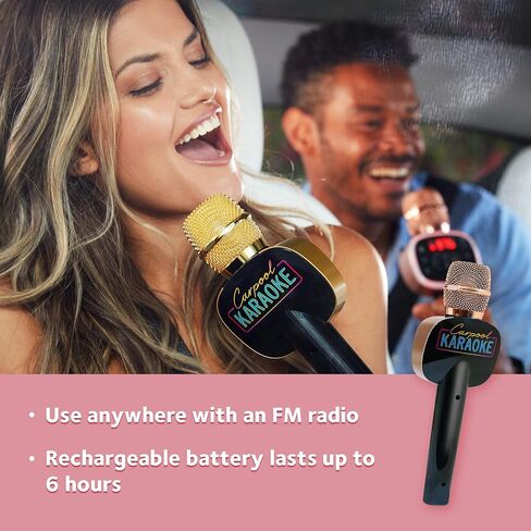 Carpool Karaoke Machine for Kids & Adults, Carpool Karaoke The Mic 2.0 - Wireless & Bluetooth Karaoke Microphone with Voice Changing Sound Effects as White Elephant Gift - Rose Gold in Saudi Arabia