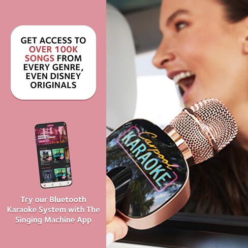 Carpool Karaoke Machine for Kids & Adults, Carpool Karaoke The Mic 2.0 - Wireless & Bluetooth Karaoke Microphone with Voice Changing Sound Effects as White Elephant Gift - Rose Gold in Saudi Arabia