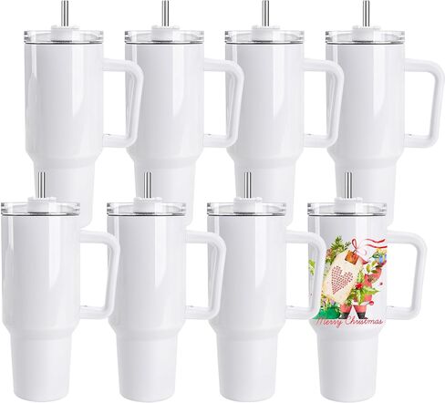 D·S 8 Pack Sublimation Tumblers 40 oz Insulated Tumblers with Handle in Kuwait