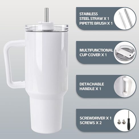 D·S 8 Pack Sublimation Tumblers 40 oz Insulated Tumblers with Handle in Kuwait