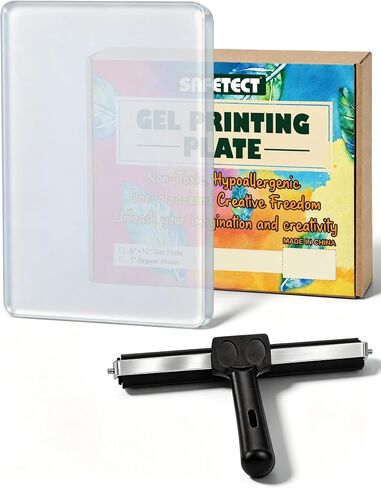 Safetect Gel Plates for Printing 8" x 10", Reusable Gel Transfer Plate Printmaking Supplies, Monoprinting Print Plate with Brayer for Art, Card Making, Crafts in Kuwait