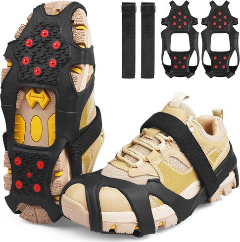 Ice Cleats for Shoes and Boots Tungsten Crampons Non-Slip Shoe Spikes Grippers for Snow and Ice Traction Cleats with Reflective Heel Slip-on Snow Cleats for Men Women Winter Walking in Saudi Arabia