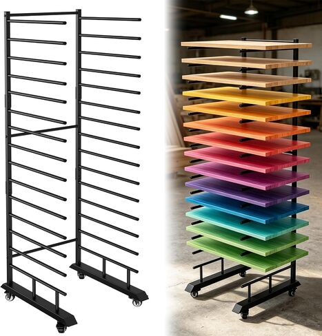 15 Tier Mobile Cabinet Door Drying Rack with Casters, Space Saving Painting Dry Rack Organizer for Art Studio Classroom Small DIY Painting Projects in Kuwait