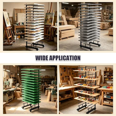 15 Tier Mobile Cabinet Door Drying Rack with Casters, Space Saving Painting Dry Rack Organizer for Art Studio Classroom Small DIY Painting Projects in Kuwait
