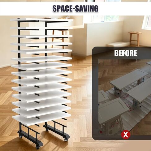 15 Tier Mobile Cabinet Door Drying Rack with Casters, Space Saving Painting Dry Rack Organizer for Art Studio Classroom Small DIY Painting Projects in Kuwait