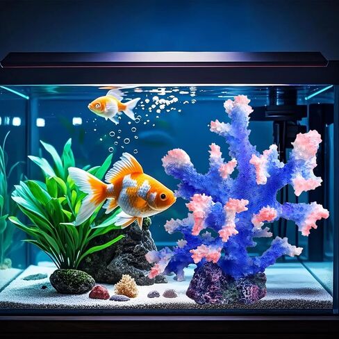 Premium Coral Reef Ornament - Lifelike Artificial Coral Decor for Saltwater & Freshwater Aquariums | Hand-Painted Blue, Aquarium-Safe Polyresin (5.7"×5.1"×6.3") in Kuwait