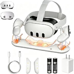 Charging Kit for Meta Quest 2, AOJAKI VR Charging Kit for Charging Oculus Quest 2, Charging Station with 2 Rechargeable Batteries, 6ft USB-C Charger and Cable, 4Pcs Thumb Grip Caps in Saudi Arabia