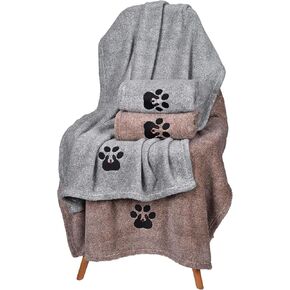 Dog Towels for Drying Dogs - Pack of 2 - Super Absorbent Soft Microfiber Pet Bath Grooming Towel for Dogs Cats and Other Pets (M-36" * 28", Grey and Brown) in Saudi Arabia