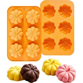 Halloween Pumpkin Silicone Molds 2 Pack, 6-Cavity Food Grade Pumpkin Molds, Nonstick Pumpkin Cake Molds Pumpkin Chocolate Mold for Baking, Soap, Candle Making Halloween DIY Craft in Kuwait