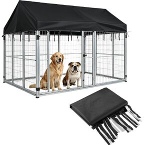 4'W X 8'L Outdoor Dog Kennel Cover, Outdoor Replacement Roof Cover with Windproof Drawstrings 420D Oxford Cloth with Silver Protective Coating for Waterproof Dog Kennel in Saudi Arabia