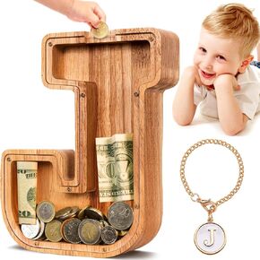 Summidate Wooden Letter Piggy Bank for Kids, Clear 9" Alphabet E Money Bank in Saudi Arabia