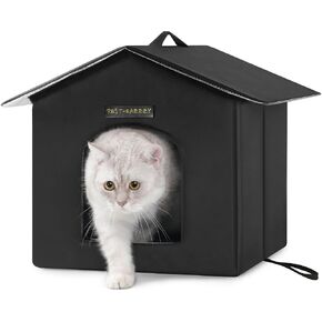 Rest-Eazzzy Outdoor Cat House, Feral Cat House Insulated with Mat and Clip, Weatherproof and Insulated, Cat Beds for Cats Kittens Puppies, Never Blow Away (Grey, S 13" X 13" X 14") in Saudi Arabia