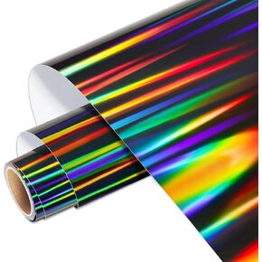 WRAPXPERT Holographic Vinyl Roll Pink, Holographic Permanent Vinyl Glossy Rainbow Craft 12" x 5ft, Chrome No Bubble Iridescent for DIY Craft Decal, Hot Pink in Saudi Arabia