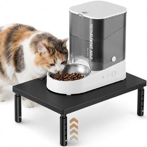 ECOLOVI Height-Adjustable Cat Food Stand, Elevated Cat Feeder Stand for Automatic Feeder & Bowls, Lifted Cat Food Table Station, Raises Feeder/Bowl, Relieves Spine and Joints Noticeably, Natural in Saudi Arabia