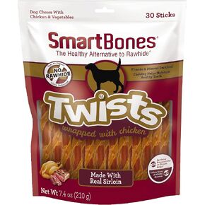 SmartBones Twists Wrapped with Chicken Made with Real Sirloin, 30 Count, Treat Your Dog to a Rawhide-Free Chew in Kuwait