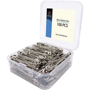 vrupin 300 PCS Safety Pins, 2.2Inch/54mm, Nickel, Silver, Metal, Bulk, Small, Multipurpose, Extra Strong, Wide Use, Safety Pins for Clothes, Home, Office in Kuwait