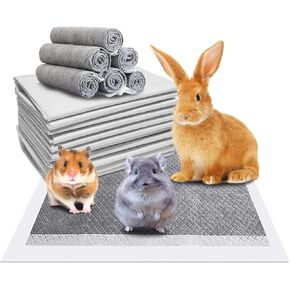 Fhiny 100Pcs Rabbit Pee Pads,18"× 13" Thicken Disposable Cage Liner Odor-Control, Leak-Proof Pet Potty Pads Training Accessories with Quick-Dry Surface for Bunny Rabbit Puppy Small Animals in Saudi Arabia