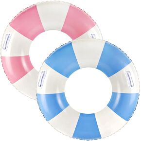 2 Pcs Classic Striped Pool Floats with Handle for Adult in Saudi Arabia