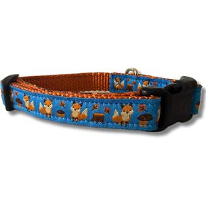 Autumn Dog Collar, Caninedesign, Fall, 1 inch Wide, Adjustable, Nylon, Medium and Large (Squirrels, Medium 13-19") in Saudi Arabia