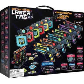 Squad Hero Rechargeable Laser Tag 360° Sensors + LCDs - Set of 6 - Birthday Gift Ideas for Kids Teens & Adults Boys & Girls Family Fun - Cool Teenage Lazer Group Activity, Teen Gifts Ages 8+ Year Old in Saudi Arabia