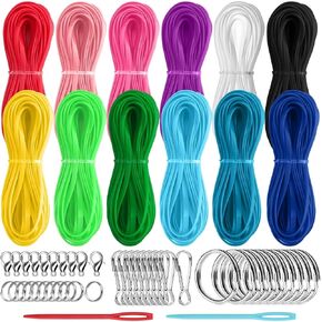 Emact 12 Solid Colors Plastic Lanyard String Kit, Boondoggle Gimp Cord Set in Kuwait