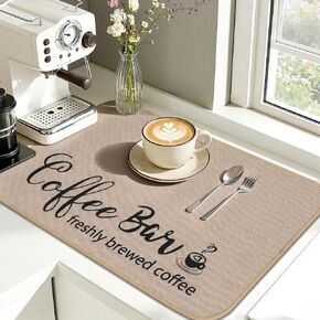 Findosom Coffee Mat, Absorbent Coffee Bar Mat for Countertops, Dish Drying Mat with Coffee Cup Pattern - Coffee Bar Accessories for Kitchen Counter Coffee Maker Coffee Machine Coffee Pot in Saudi Arabia
