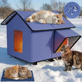 Outdoor Heated Cat House - Kokopro Indestructible Heated Cat House for Outside Winter, 100% Waterproof, Safe Escape Door, Insulated Outdoor Cat Shelter with Heater for Feral Barn Cat Kitty in Kuwait