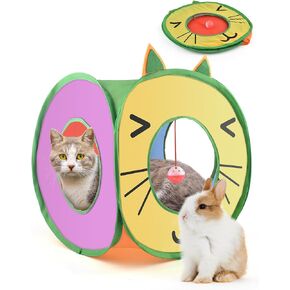 Bissap Pop Up Cat Cube, Collapsible Cat Hideouts Play House Peek Too Cat Cave Tent with 3 Holes for Indoor Outdoor Kittens Cats Puppies Rabbits Hideaway Bed Toy in Saudi Arabia
