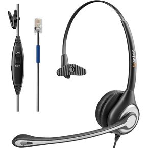 سماعة هاتف Wantek RJ9 أحادية مع ميكروفون لإلغاء الضوضاء، قطع اتصال سريع، فقط لمكبرات الصوت Plantronics M12 M22 MX10 أو Cisco 7940 7942G 7945G 7960G 7975G 7821 7861 8841 8851 هواتف IP (600QC1) in Kuwait