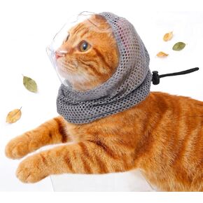 Adjustable Cat Muzzle for Grooming Soft Breathable Mesh Cat Pet Head Cover with Adjustable Strap Transparent Anti-Bite Cats Mask Helmet for Pet Bathing Nail Trimming Bathing Vet Visits in Kuwait
